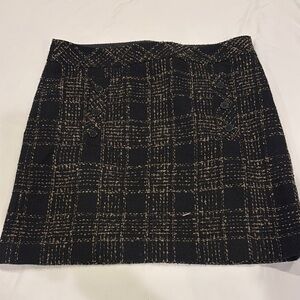 Loft Chic Black and Brown Plaid Skirt